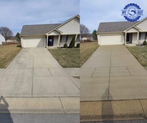 driveway pressure washing before and after surface cleaning