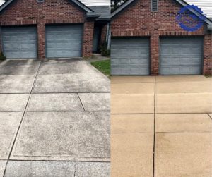 driveway concrete cleaning before and after pressure washing Indianapolis