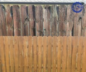 fence cleaning before and after wood restoration
