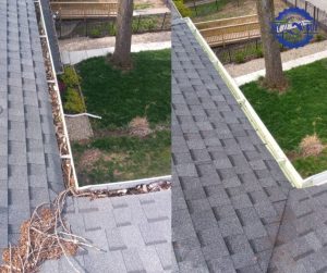 professional gutter cleaning service before and after