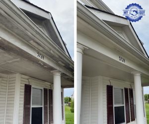 clean soffits and eaves after professional house washing service