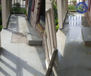 concrete pressure washing before and after driveway cleaning