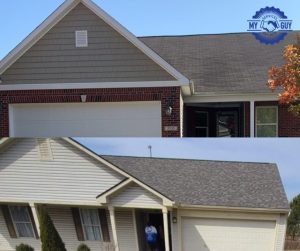 house washing and roof cleaning before and after exterior transformation