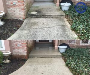 driveway concrete cleaning removing black stains before and after Indianapolis