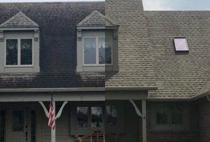 soft wash roof cleaning amazing before and after transformation Indianapolis