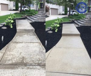 walkway pressure washing before and after concrete cleaning Indianapolis