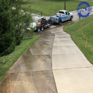 concrete cleaning before and after in Indianapolis showing amazing pressure washing results