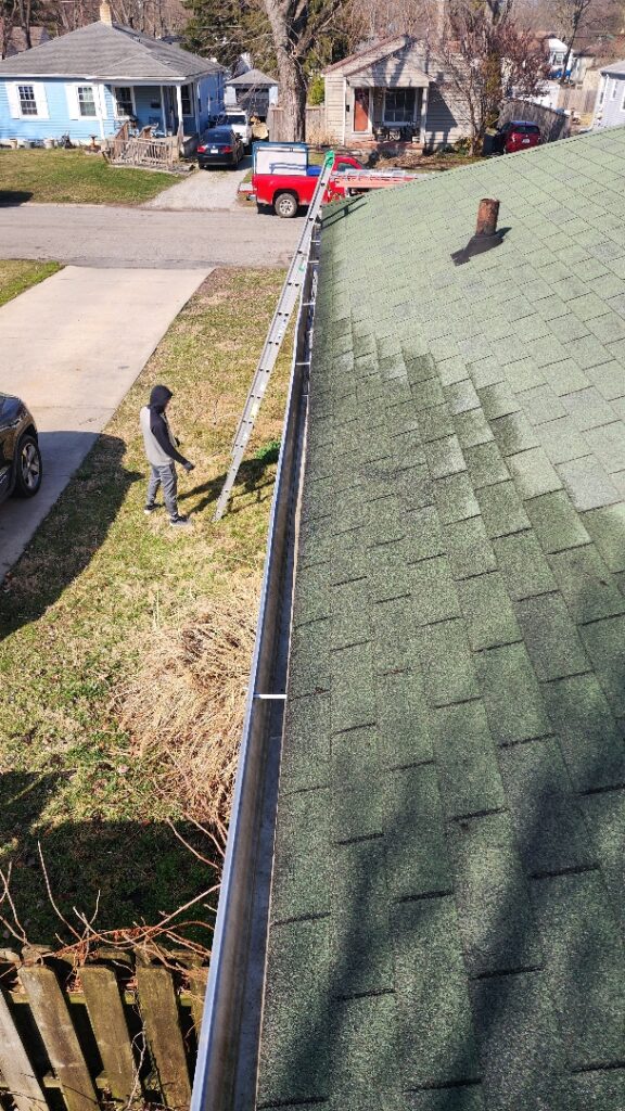 Cleaned clogged gutters on a home in Noblesville during fall