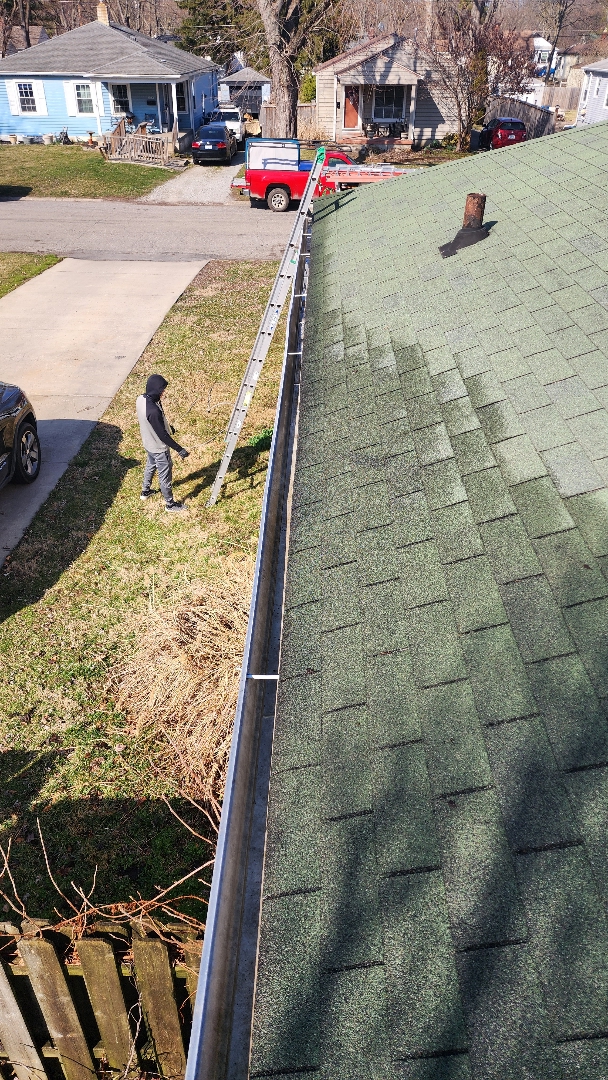 Cleaned clogged gutters on a home in Noblesville during fall