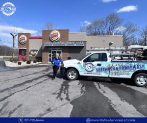 commercial concrete cleaning pressure washing large business property Indianapolis