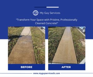 before and after walkway concrete cleaning pressure washing results