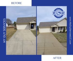 before and after concrete pressure washing restoring bright surface