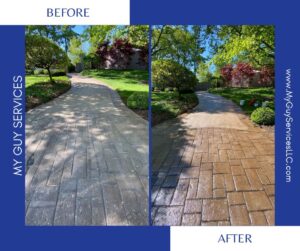 concrete sealing before and after driveway protection treatment