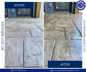 before and after concrete sealing protecting driveway surface Indianapolis