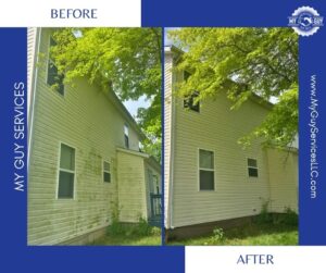 residential house washing before and after exterior siding cleaning