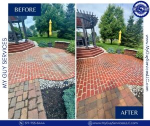 brick pressure washing removing white efflorescence buildup from brick surface